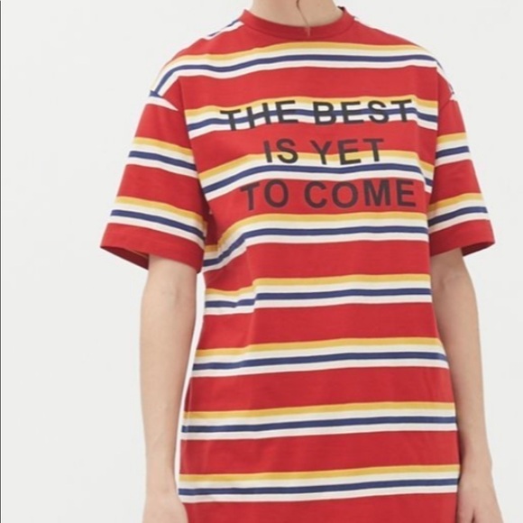 URBAN OUTFITTERS NWT Oversized Striped Graphic Text Top Size Large / XL - Picture 2 of 16